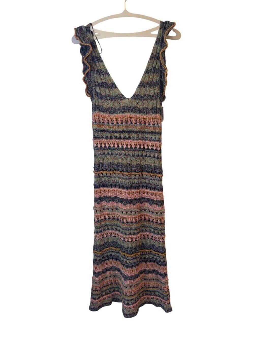 Zara Pointelle Knit Maxi Dress Multicolor Size L - Picture 2 of 6